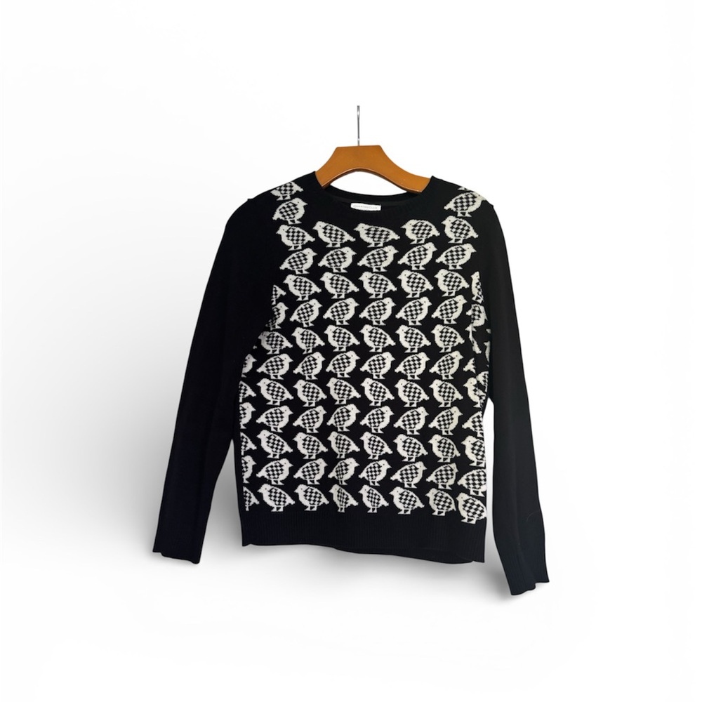 Charter Club Black and White Bird Patterned Sweater